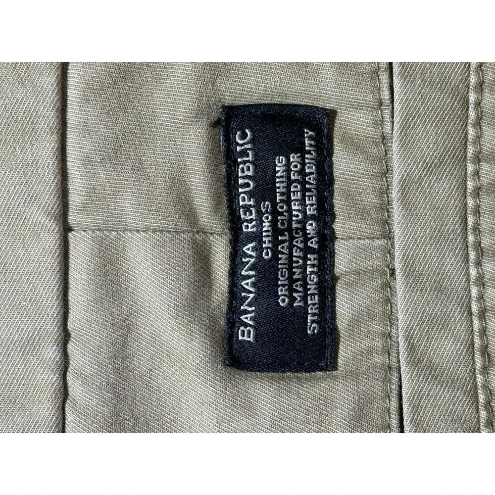 Banana Republic Men's Skinny Fit Stretch Chino Pants Beige 35W Flat Front